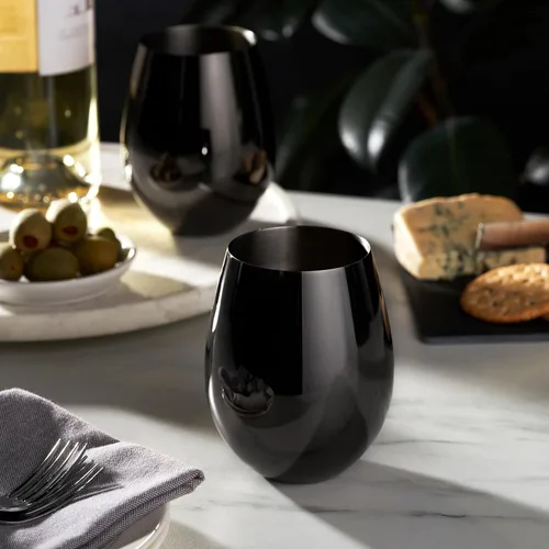 Miniatura 5 de Viski Copas de vino de acero inoxidable Gunmetal, vasos de vino modernos, copas elegantes para vinos tintos y blancos, regalos de boda, vacaciones
