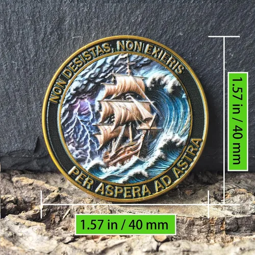 Miniatura 5 de Sailing Ship & Anchor - Moneda inspiradora de desafío – Símbolo de perseverancia y coraje – Medallón de premios motivacionales