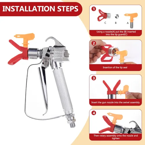 Miniatura 7 de DUSICHIN Pistola de pintura sin aire Pulverizador de pintura de alta presión 3600 PSI 517 TIP Junta giratoria de 10 pulgadas, poste de extensión