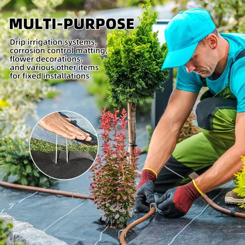 Miniatura 4 de DaTpuik Grapas resistentes para jardines, pasadores de césped de acero galvanizado de 6 pulgadas, estacas antioxidantes para barrera de malezas