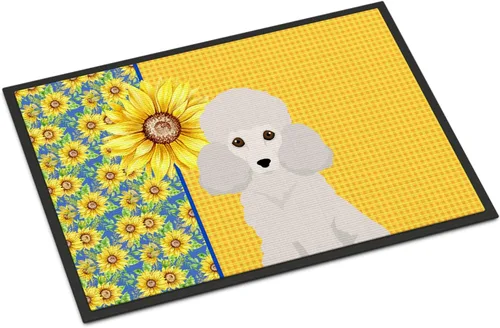 Miniatura 330 de Caroline's Treasures WDK5313MAT Airedale Terrier - Tapete para puerta delantera de 18 x 27 pulgadas, diseño de girasoles de verano, para entrada