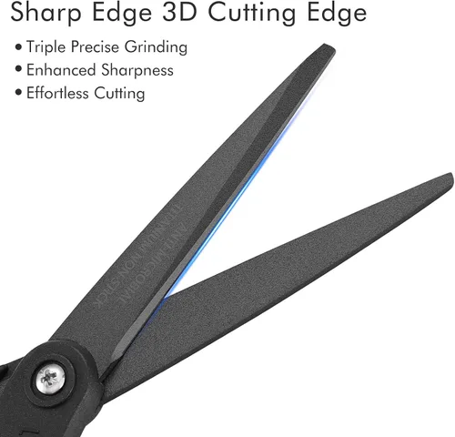 Miniatura 4 de LIVINGO Tijeras de alta calidad de 8 pulgadas para oficina, tijeras multiusos antiadherentes de titanio para manualidades, cuchillas afiladas