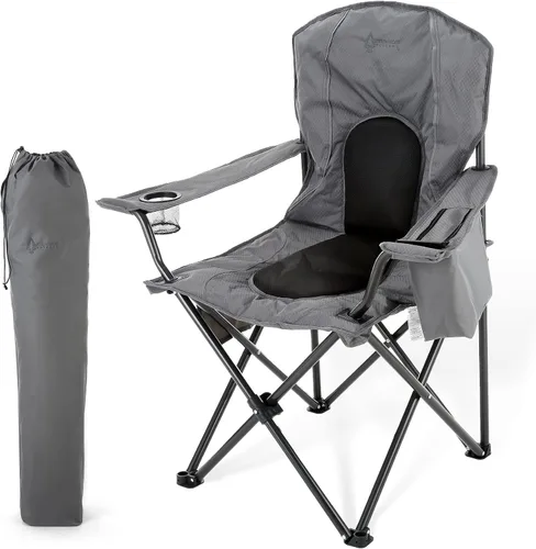 Miniatura 11 de Arrowhead Outdoor Silla cuádruple plegable portátil para acampar con enfriador de 4 latas, portavasos, bolsa de transporte resistente con correa