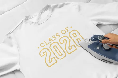 Miniatura 2 de Class of 2028 Iron On Decal, Senior Class Shirt Patch, Heat Transfer, HTV Graphic Tshirt Sticker, DIY Crafts, Pick Size Color, Iron-On Almost Gold
