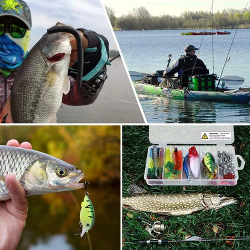 Miniatura 7 de PLUSINNO Kit de accesorios de pesca, caja de aparejos de pesca con aparejos incluidos, anzuelos de pesca, pesas de pesca, tiro dividido redondo, 78