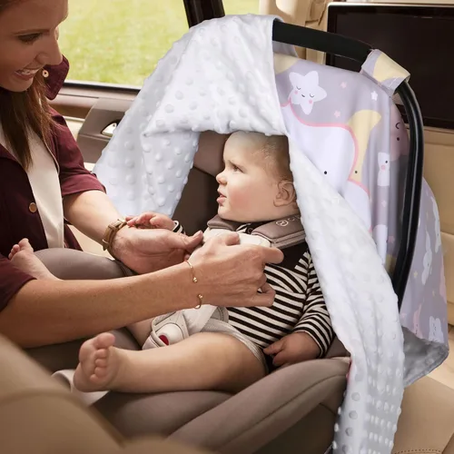 Miniatura 6 de Metplus Funda para asiento de coche 2 en 1 estilo escritura, toldo para asiento de bebé, funda multiuso para lactancia para mamá, fundas para good