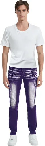 Miniatura 3 de Jeans para hombre, ajustados, elásticos, rasgados, para hombre, apilados, desgastados, rectos