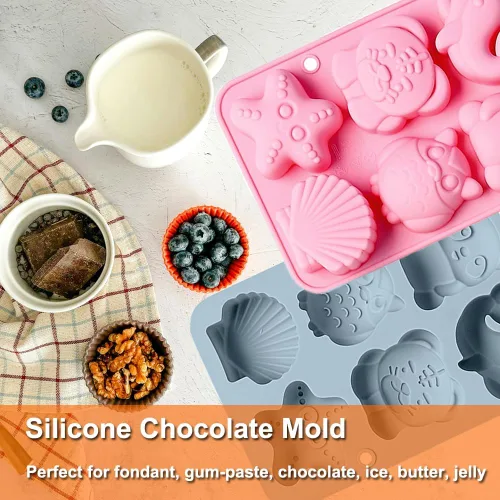 Miniatura 5 de Paquete de 2 moldes de silicona para chocolate, búho, tigre, delfín, para pasteles, gomitas, gelatina, cubitos de hielo, decoración de pasteles