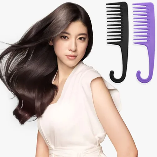 Miniatura 7 de Peine de dientes anchos y grandes, 2 piezas, peines de ducha con gancho para cabello rizado mojado, peines de cepillo de pelo grande premium