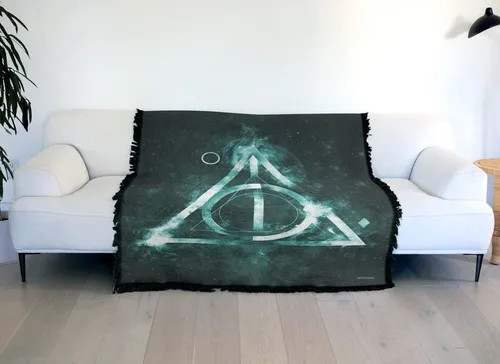 Miniatura 6 de Manta de Harry Potter, 50 x 60 pulgadas, tapiz tejido de mezcla de algodón con flecos