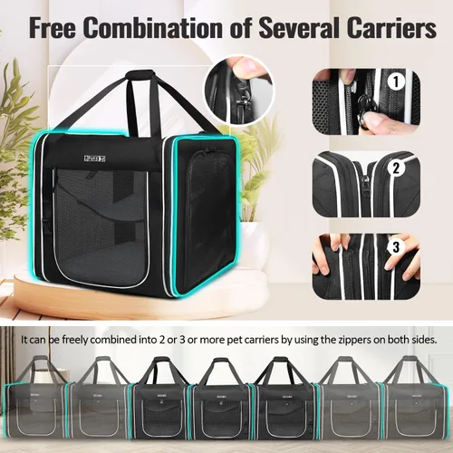 Miniatura 4 de Petskd Transportador de mascotas combinable para gatos grandes o perros medianos, transportador grande de 18 x 17 x 17 pulgadas para viajes