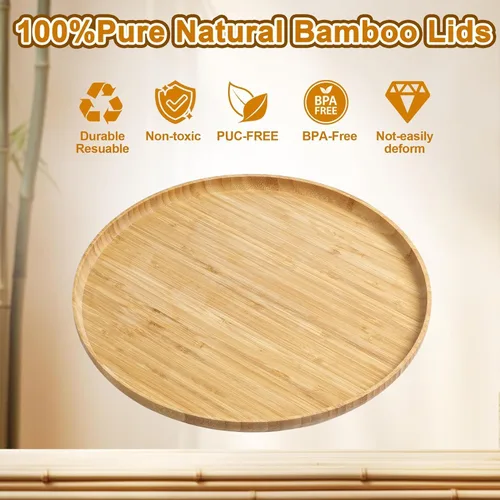 Miniatura 7 de Bandeja redonda de bambú premium – Plato de madera natural multiusos para servir a la parrilla, barbacoa, té, café y decoración otomana – 12 pulgadas
