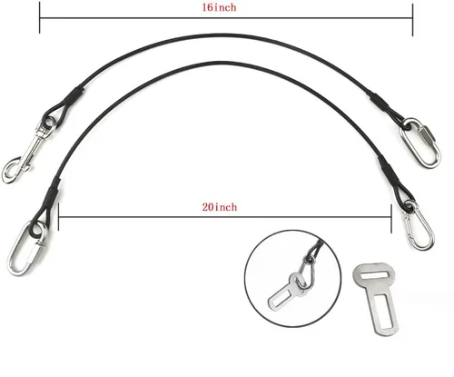 Miniatura 3 de Sonku - Paquete de 2 cinturones de seguridad de automóvil para perros, correas de seguridad de cable de acero a prueba para perros pequeños