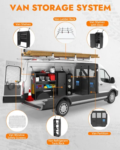 Miniatura 5 de MELIPRON Estantes para furgonetas compatibles con Ford Transit, RAM ProMaster, Chevy Express, Nissan NV, Sprinter, sistema de almacenamiento