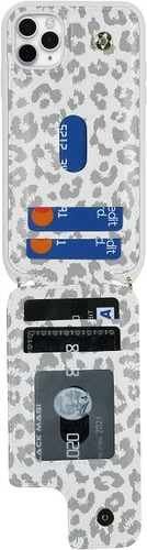 Miniatura 6 de Lipvina para iPhone 11 Pro Funda para teléfono con tarjetero y correa para mujeres, cordón cruzado, soporte de anillo con patas, cierre de presión