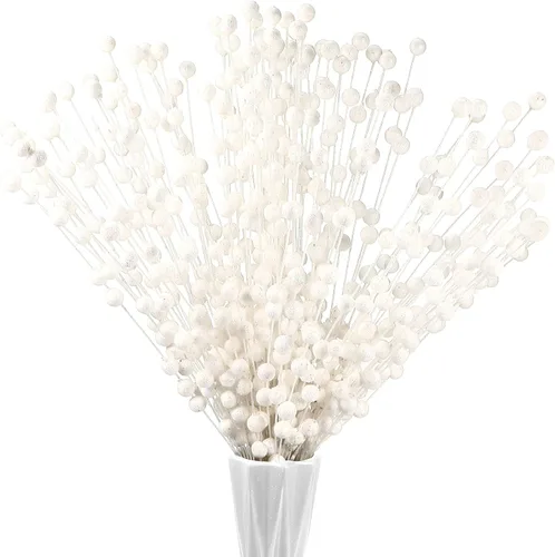 Miniatura 10 de Syhood 200 tallos de bayas con purpurina, 13.8 pulgadas, ramas de acebo para decoración de árbol de Navidad, adornos de vacaciones, decoración