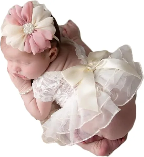 Miniatura 4 de Zeroest Traje de sesión de fotos para niña recién nacida, accesorios de fotografía de encaje, mameluco de encaje para recién nacido, accesorios