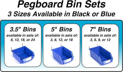 Miniatura 5 de Papeleras de Pegboard – tamaños 3.5", 5", o 7" Negro
