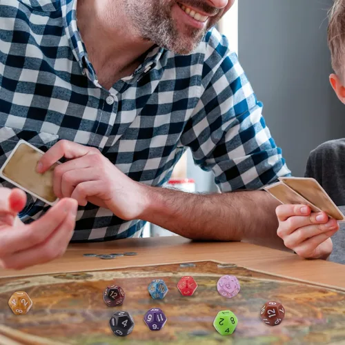 Miniatura 6 de AUSTOR Juego de 42 dados poliédricos de 6 caras, surtido de dados de colores mixtos con una bolsa de almacenamiento de terciopelo negro