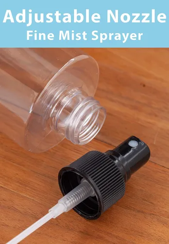 Miniatura 3 de JUVITUS Botellas de plástico PET cilíndricas profesionales transparentes de 12 onzas (sin BPA) (paquete de 6, pulverizador negro de niebla fina)