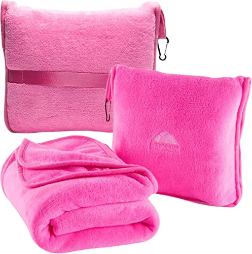 Miniatura 24 de BlueHills - Manta y almohada premium suave y alta para viajes en avión, esenciales para vuelos largos, manta larga para llevar en la bolsa con clip