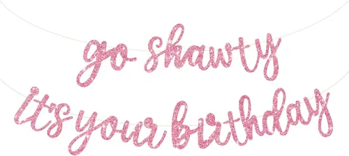 Miniatura 12 de BEISHIDA Cartel con texto en inglés «Go Shawty It's Your Birthday» con texto en inglés «No DIY Hip Hop» con tema de feliz cumpleaños, cartel de Rojo