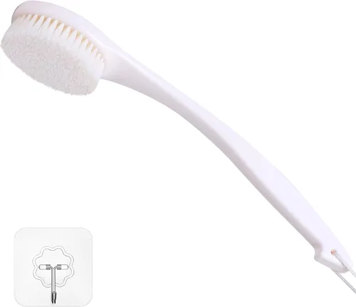 Miniatura 8 de Cepillo de espalda de mango largo para ducha, depurador de cerdas suaves para la ducha, ergonómico curvado de mango largo, cepillo de baño