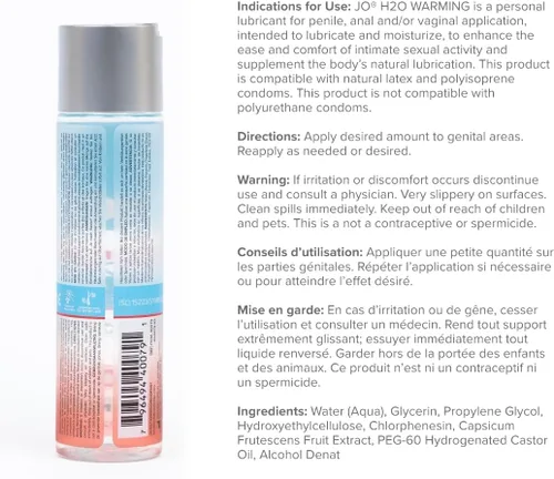 Miniatura 2 de JO H₂O - Lubricante de calentamiento personal a base de agua para parejas e intimidad, 4 onzas líquidas