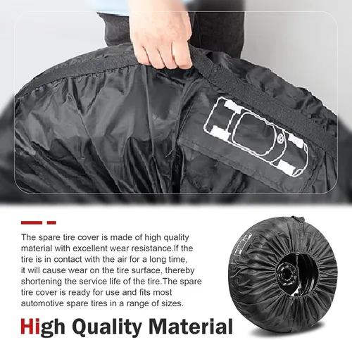 Miniatura 5 de Cubierta para neumático de repuesto para automóvil, protector de rueda impermeable antiarañazos con bolsa de herramientas lateral y asa, bolsa