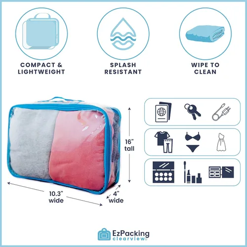 Miniatura 3 de Cubo grande transparente de embalaje de viaje/Organizador de PVC transparente para maleta/Bolsa multiusos con asa/Protección de almacenamiento
