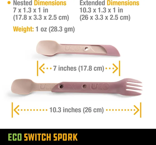 Miniatura 4 de UCO Reciclado ECO Switch Spork - Juego de utensilios de camping integrados de 2 piezas Púrpura (Plum Purple)