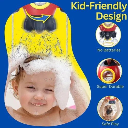 Miniatura 5 de Juguetes de baño para bebés, juguetes de bañera con forma de cohete espacial para niños pequeños, juguetes de agua con fuente giratoria, juguetes