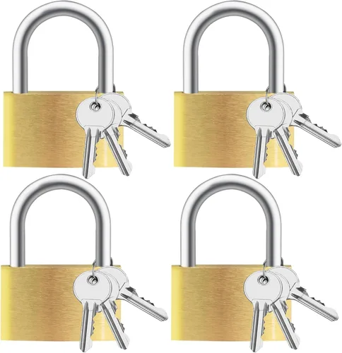 4 candados de latón macizo con llave, candado pequeño con llave, candados con 12 mismas llaves, grillete de bloqueo de almacenamiento para casillero