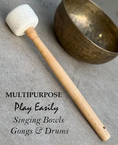 Miniatura 3 de DharmaObjects Tibetan Singing Bowls Gong Felt & Wood Striker Mallet (12" X 2")