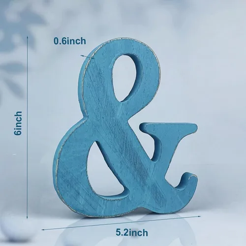 Miniatura 2 de Letras de madera azul rústica de 6 pulgadas, letras de madera sin terminar para pared, letras decorativas azules retro de pie, decoración de tablero
