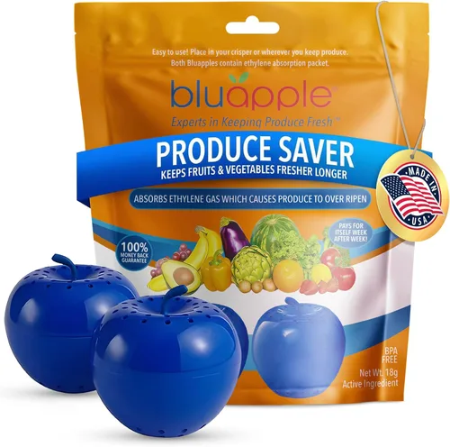 Bluapple Produce Saver Absorbedor De Gas Etileno, Paquete De 2: Mantiene Las Frutas Y Verduras Frescas Por Más Tiempo En El Refrigerador Y Fruteros,