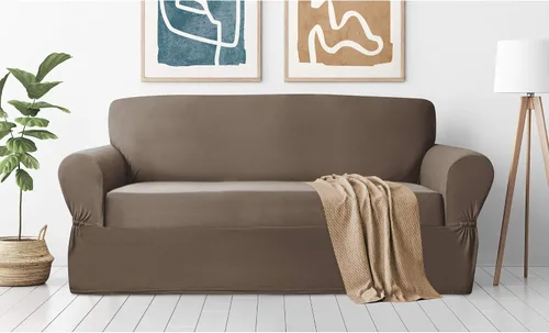 Miniatura 16 de Zenna Home, Funda para muebles color chocolate/marrón: Funda elástica de felpa de 1 pieza para sofá biplaza (EFCLSTCH)