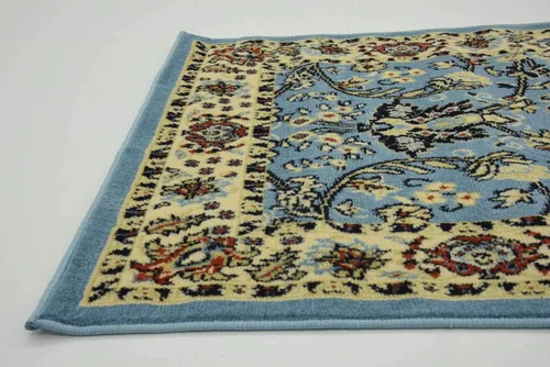 Miniatura 8 de Unique Loom Kashan Collection - Alfombra tradicional con diseño floral, color negro Celeste/azul marino