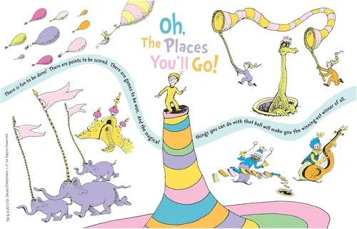 Miniatura 2 de Tervis Vaso aislado de doble pared Dr. Seuss Oh the Places You'll Go Made in Estados Unidos mantiene las bebidas frías y calientes, 16 onzas, clásico