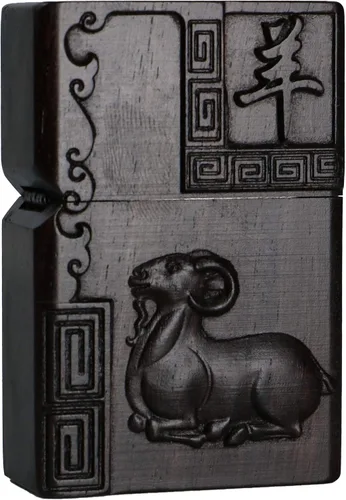 Miniatura 11 de Caja de carcasa de madera de ébano negro natural tallada para módulo Zippo (Serpiente Cobra)