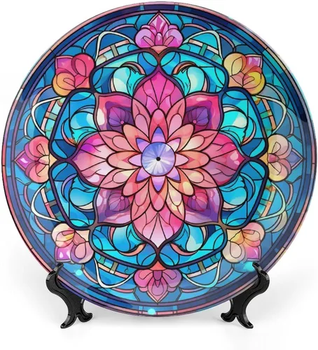 Platos decorativos con diseño de flores bohemias, platos de cerámica para decoración del hogar, platos de exhibición para sala de estar, cocina,