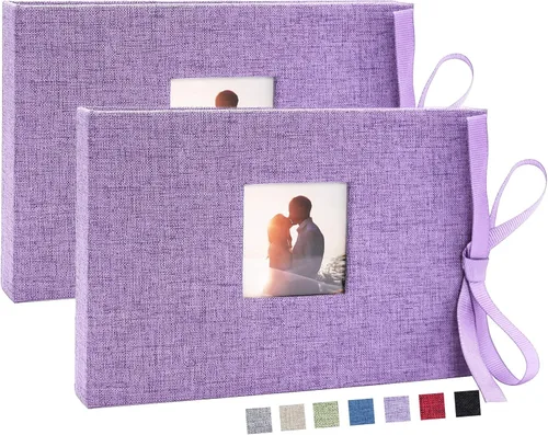 Miniatura 19 de Vienrose Álbum de fotos pequeño de 4 x 6 pulgadas, mini libro de fotos con bolsillos, páginas transparentes con capacidad para 52 fotos, cubierta