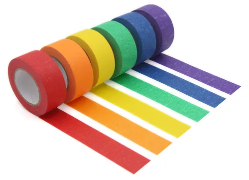 Cinta adhesiva de color, cinta adhesiva de colores para artes y manualidades, etiquetado o codificación, suministros de arte para niños, 6 rollos de