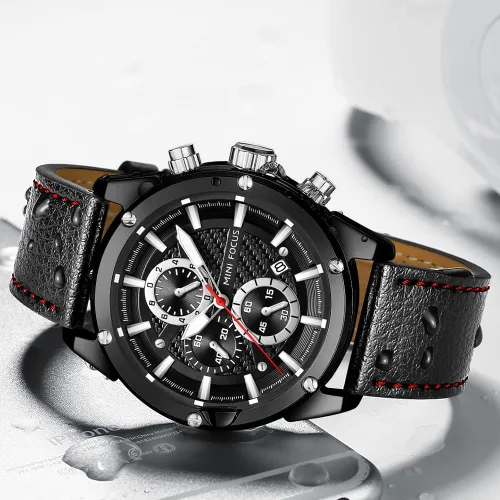 Miniatura 3 de MF MINI FOCUS Relojes de cuero para hombre, clásico, a la moda, casual, de lujo, impermeable, con calendario luminoso