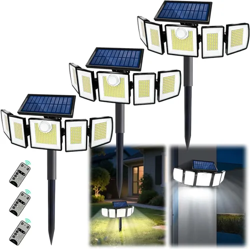Miniatura 14 de MDCMDCM Luces solares para exteriores, sensor de movimiento impermeable, 416 LED, 3000 lúmenes, súper brillante, 3 brillo; 3 modos, iluminación