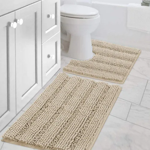 Miniatura 169 de H.VERSAILTEX - Alfombras de baño, juego de 2 piezas, alfombra de contorno para baño, juego de alfombras para inodoro, alfombra antideslizante