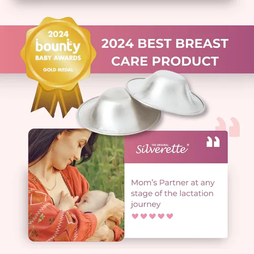 Miniatura 8 de Silverette® The Original Silver Nursing Cups, Nipple Covers for Breastfeeding Essentials, Pure 925 Silver Nipple Shields