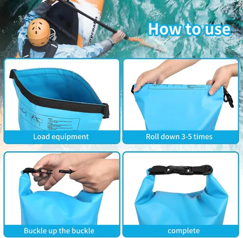 Miniatura 3 de Dry Bag impermeable para mujeres y hombres, 20L enrollada, ligera, bolsa de almacenamiento en seco con funda para teléfono para viajes, natación
