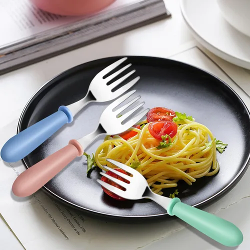 Miniatura 5 de 12 tenedores para niños pequeños, tenedores de acero inoxidable para bebés, cubiertos para niños y niñas, cubiertos para niños y niñas, cubiertos
