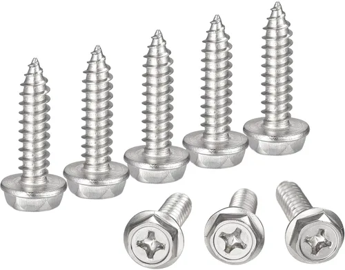 uxcell Phillips - Tornillos autorroscantes para arandela hexagonal, M6 x 0.984 in, acero inoxidable 304, brida hexagonal, 25 piezas